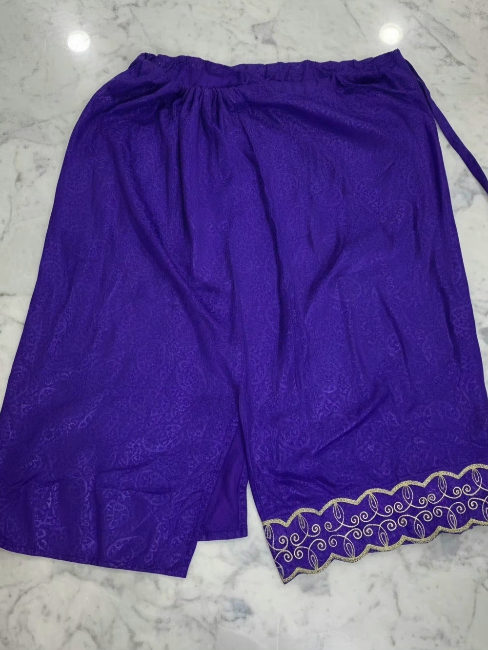 Women's Embroidered Purple Lounge Bermuda Shorts